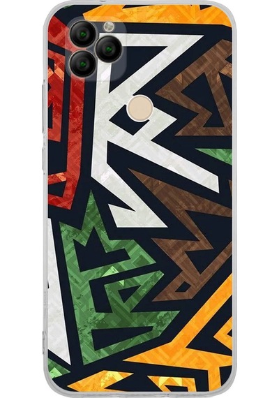 General Mobile Gm 22 Uyumlu Kamera Korumalı Soyut Grafiti Tasarımlı Şeffaf Kılıf Şeffaf