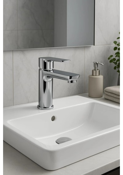 Lüks Sabit Lavabo Bataryası Tek Kollu Musluk - Su Tasarruflu Banyo & Mutfak Uyumlu Çok Renkli
