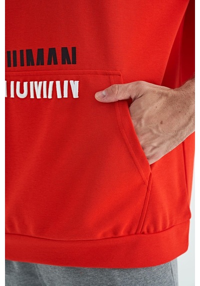 Tommy Life Fiesta Kanguru Cepli Yazı Nakışlı Kapüşonlu Erkek T-shirt - 88195 001