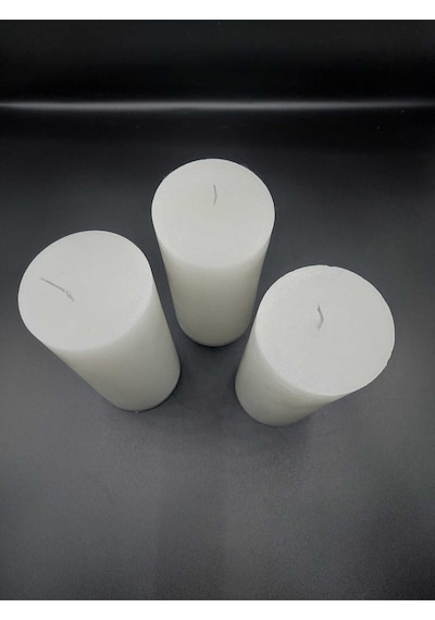 Soya Parafinli Beyaz 1 Adet 110-120 Saat Yanma Süreli Çap:7 Cm Boy:15 Silindir Blok Mum Beyaz Beyaz
