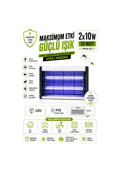 20w Elektrikli Uv Led Işıklı Sinek Öldürücü Sinek Kovucu Işık