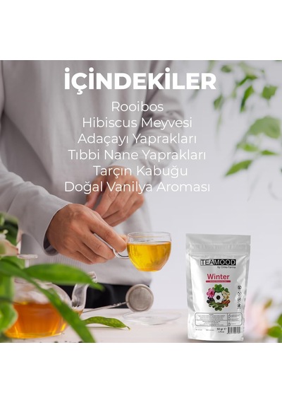 Doğal Bitki Çayları Winter Kış Bitki Çayı Rooibos Hibiskus Bitkisel Çay 50 Gr