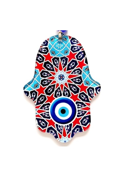 Yıldız Ve Nazar Boncuğu Desenli Fatma Ana Bereket Eli Füzyon Cam