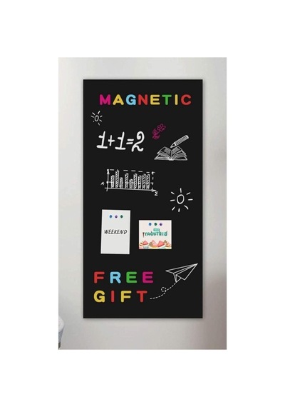 Dünya Magnet Magnet Panosu, Dekoratif Mıknatıslı Pano, Siyah, Metal Pano, 30x75 Cm Çok Renkli