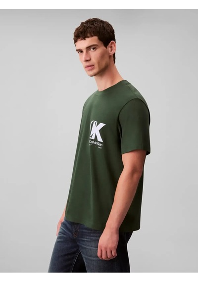 Calvin Klein Ss 20s Eu Ck Overlap Yeşil Erkek Tişört