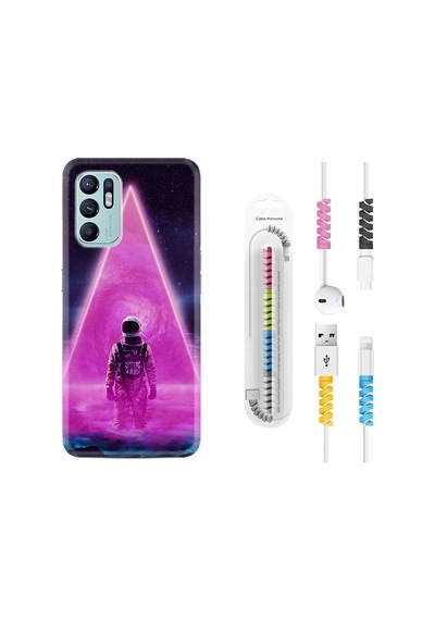 Oppo Reno6 Kılıf Kablo Koruyuculu Astro Purple 1890