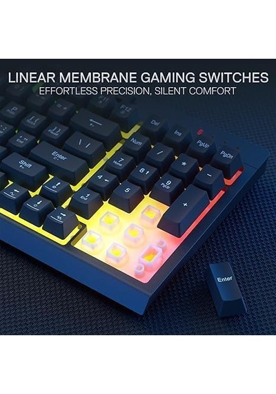 K515 Pro Shiva Rgb Kablosuz Membranlı Türkçe Oyun Klavyesi, 98 Tuşlu Mekanik Hissi Klavye Ve Smooth Lineer Switch,ma