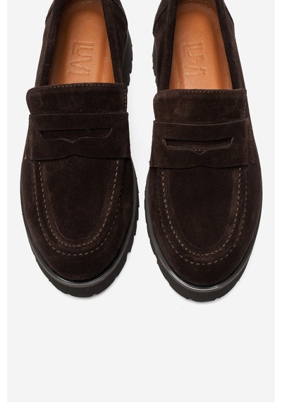 Luvi Shoes Vıonel Kahverengi Süet Hakiki Deri Kadın Loafer Ayakkabı
