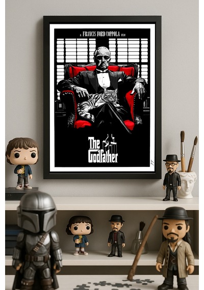 The Godfather Siyah Ahşap Çerçeveli Poster, Dekoratif Film Duvar Tablosu