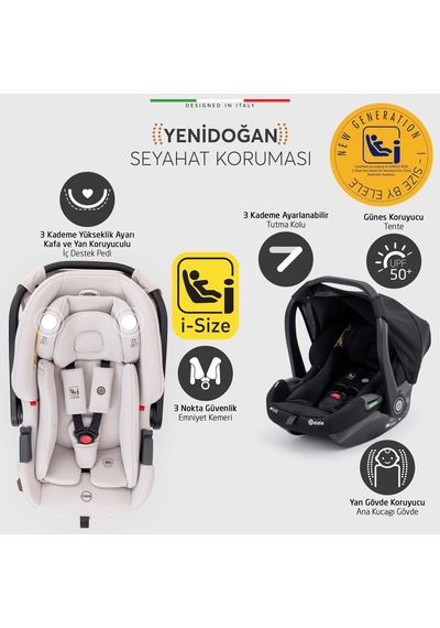 Elele Pilota Premium Kabin Tipi Travel Sistem Bebek Arabası Siyah