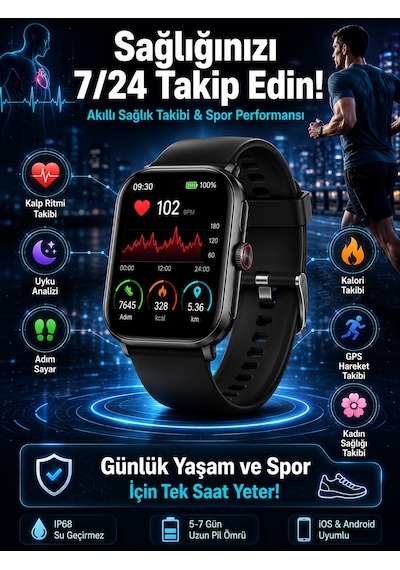 Akıllı Saat Wireless Şarj Yüksek Çözünürlüklü Müzik Dinleme Sesli Cevaplama Yeni Nesil - Lisinya