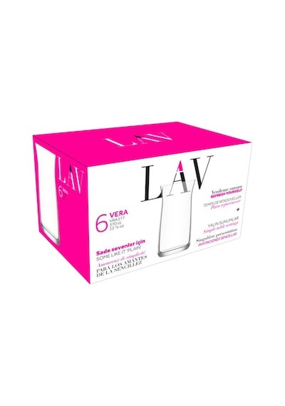 Lav Vera Cam Meşrubat Bardağı 6'lı 370 ml (Büyük Su/Soğuk Kahve/Kokteyl Bardağı )