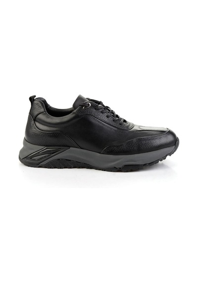 Siyah Hakiki Deri Erkek Sneaker E01307270703 Siyah