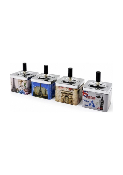 12 Adet Ashtray Kare - Basmalı Metal Küllük 5580