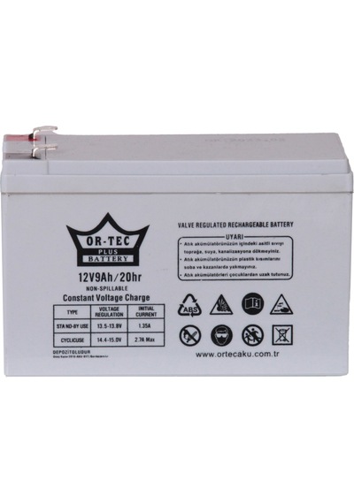 Or-tec Ortec 12 V 9 Ah Beyaz Akü Yüksek Kapasite Güç Kaynağı Çeşitli Kullanım Alanları İçin