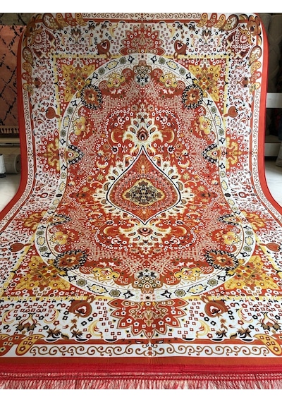 Dekoratif Yıkanabilir Halı Yeni Nesil Kaymaz Taban Salon Halısı Göbekli Klasik Renkli Renkli