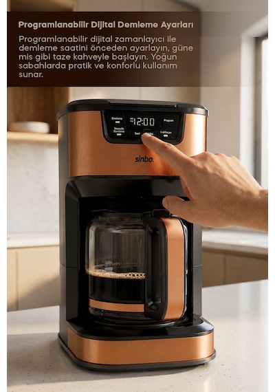 Scm-9040 Otomatik Zaman Ayarlı Xl 14 Fincan Filtre Kahve Makinesi Dijital Göstergeli