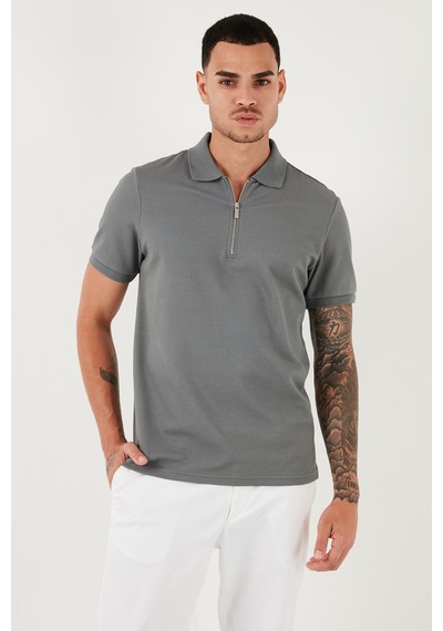 Buratti Pamuklu Regular Fit Yarım Fermuarlı 3'Lü Paket Erkek Polo Yaka T Shirt 5902915S3 Açık Haki-Mavi-Gri