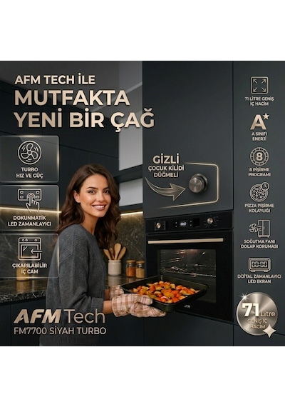 Alveus Afm Serisi Mareo Turbolu Cam Dijital FM7700 + FM2200 + FM3400B Siyah 3'lü Ankastre Set