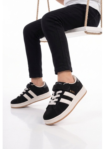 Cool Siyah Cırt Bantlı Unisex Çocuk Yürüyüş Ve Spor Ayakkabı Sneaker Coop F