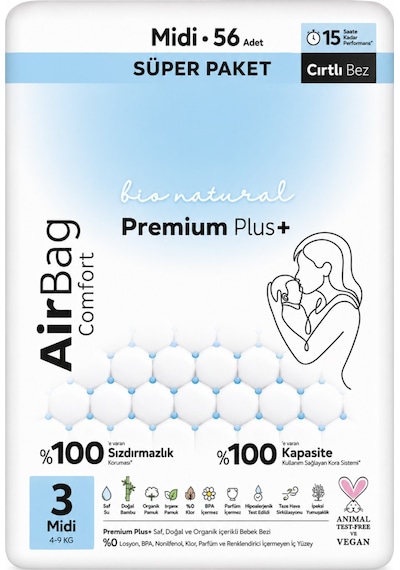 Premium Plus Airbag Comfort Bebek Bezi 2 Beden 68 Adet 2 Numara