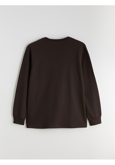 Lcwaıkıkı Classic Kahverengi Büyük Beden Bisiklet Yaka Baskılı Erkek Sweatshirt