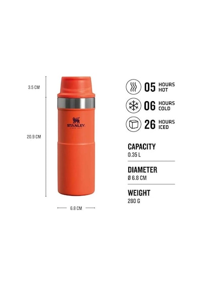 Stanley Klasik Trigger-Action Termos Bardak 0.35 LT  Turuncu