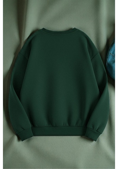 Uyguntarz Unisex It's Okay To Tasarım Baskılı Bisiklet Yaka Sweatshirt Yeşil