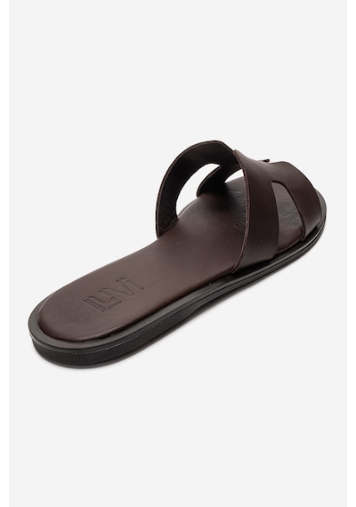 Luvishoes Bıora Kahverengi Hakiki Deri Kadın Terlik