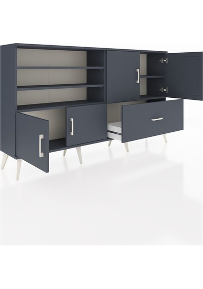 Arges Konsol 5 Raflı Tek Çekmeceli 4 Kapaklı 176x30x99 Antrasit-a Antrasit-antrasit Arges Konsol 5 Raflı Tek Çekmeceli 4 Kapaklı 176x30x99 Antrasit-a Antrasit-antrasit