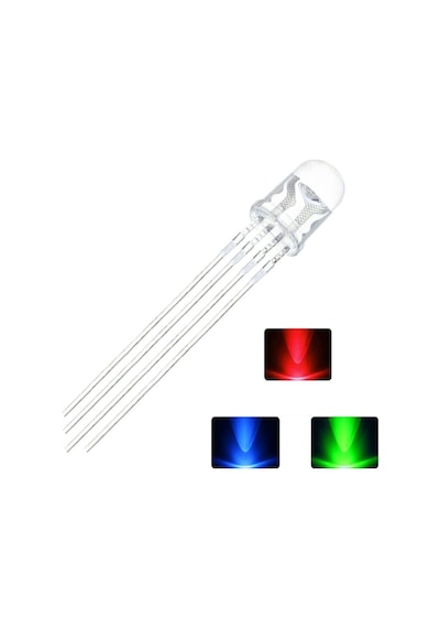 4 Ayaklı Kırmızı Yeşil Mavi 5mm Katot Diyot Üç Renk Led - 5 Adet
