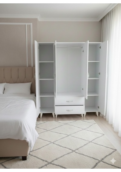 Koru 4 Kapaklı Dolap Gardırop - M1 Beyaz