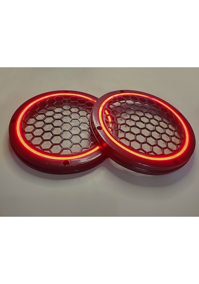 Hoparlör Kapağı 16 Cm Ledli 2'li Takım - Kırmızı