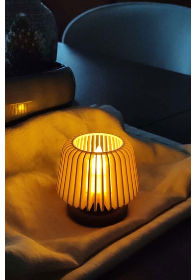 Orion Dekoratif Led Tealight Mumluk Masaüstü Aydınlatma 1 Adet 7x7,5 Cm Ahşap