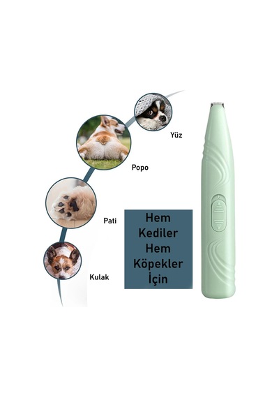 Valkyrie Kedi Köpek Pati Tüy Kesme Makinesi Sessiz Hassas Bölge Traş Cihazı Seramik & Çelik Bıçaklı Yeşil