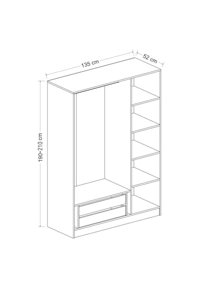 Minar Kale 135cm Giyinme Dolabı Antrasit - 190cm