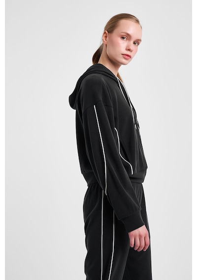 Lescon Kadın Fermuarlı Kapüşonlu Sweatshirt 25n-2113 Siyah