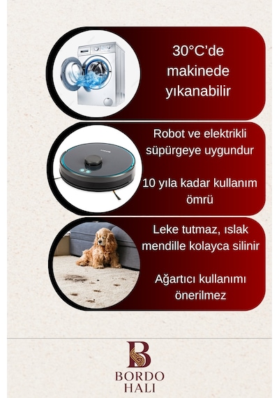 Buççin Online Mağaza Kaymaz Tabanlı Suya Dayanıklı Dijital Baskılı Banyo Paspası Takımı Bordo Halı 1614 Polyester Orta Çok Renkli