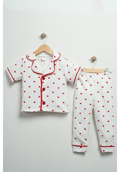 Vavbaby Minik Kalpli Kız Bebek Yazlık Pijama Takımı Beyaz