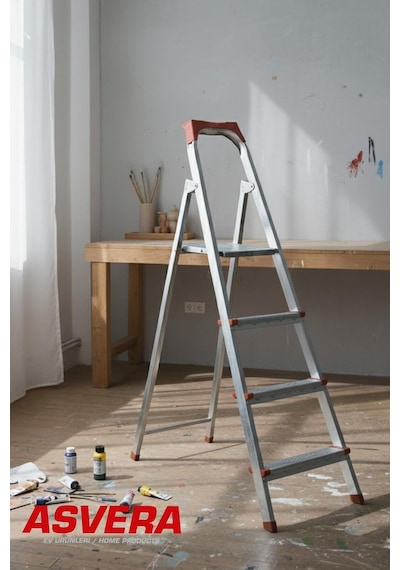 Asvera 3+1 4 Basamaklı Ev Tipi Pratik Profil Merdiven - Katlanabilir Sağlam Çelik Merdiven Diğer