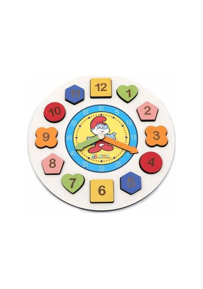 Ahşap Geometri Saat - Eğitici Saat - Ahşap Saat - Oyuncak Saat