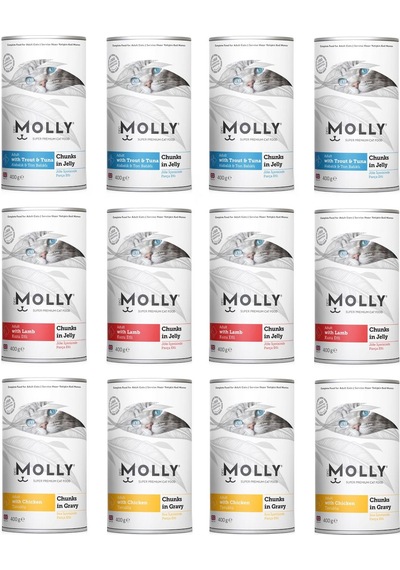 Molly 3 Çeşit Karma Kedi Konservesi 400 G X 12 Adet