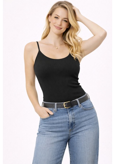 Jhena Fitilli Kadın Siyah Atlet Günlük Kullanıma Uygun, Esnek Ve Konforlu Basic Model Siyah