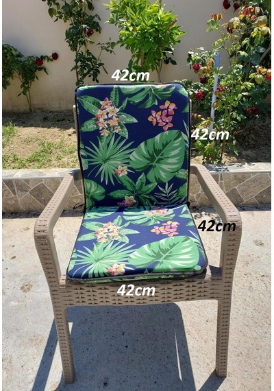 2adet Rattan Arkalıklısandalye Minderi Kalınlık 4cm Tropikalyeşil Yeşil