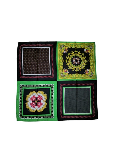 Tikitonki Geometrik Desenli Çok Parçalı Kare Kesim Eşarp - 90x90 Çok Renkli Çok Renkli