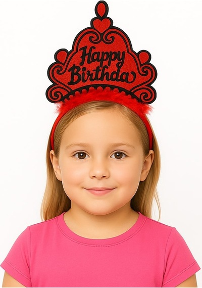 Kırmızı Happy Birthday Prenses Tacı Doğum Günü Taç Aksesuarı Tarbtgsmu8vremfu0ta Çok Renkli