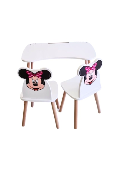 Liva Ahşap Çocuk Aktivite 1 Masa 2 Sandalye Takımı 4-12 Yaş Minnie Mouse Çok Renkli