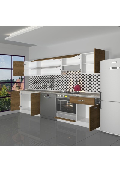 Decoraktiv Elite 280y Ank Mdf Hazır Mutfak Dolabı - Tezgah Dahil - Pera Meşe