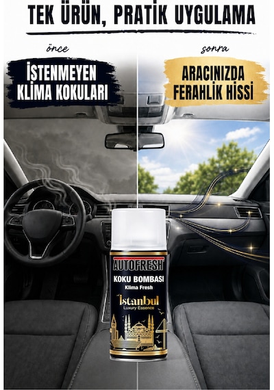 İstanbul Koku Bombası Klima Fresh Araç İçi Sprey 150 Ml Kalıcı Premium Koku Giderici
