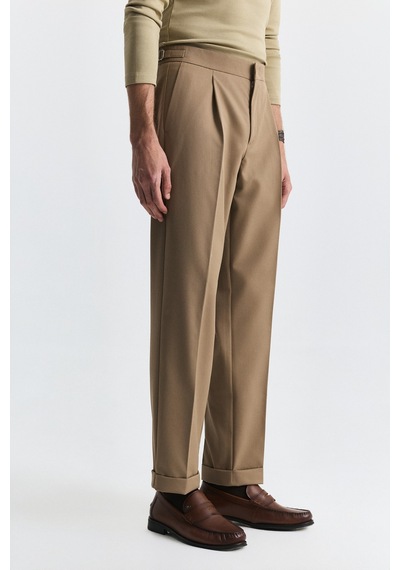 Antioch Relaxed Yün Karışımlı Pileli Pantolon Camel